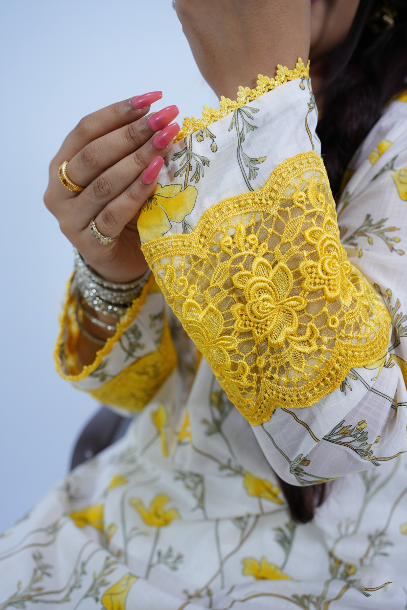 Zard Bahaar Stitched Lawn 3 Pcs Suit