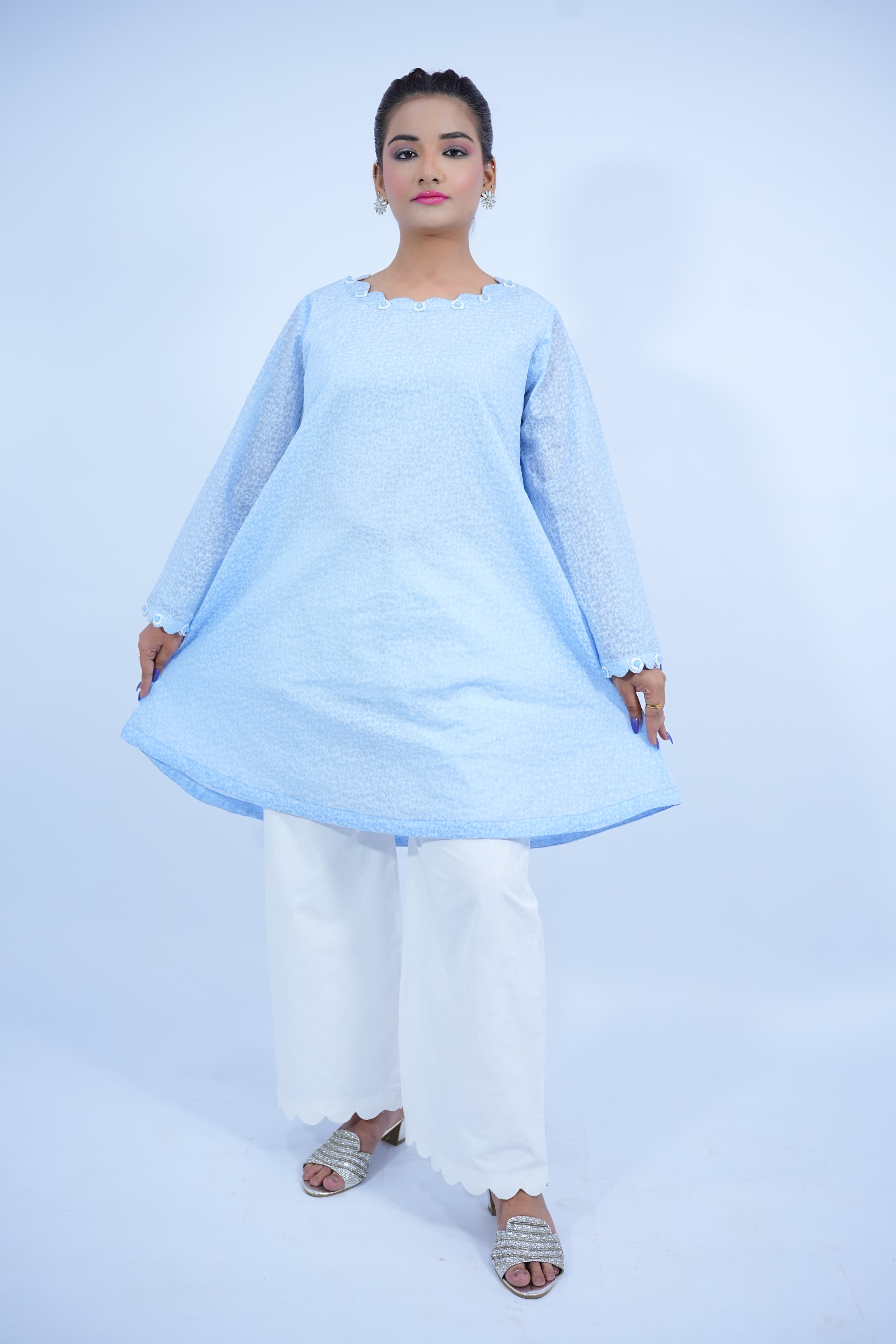 Ocean Bloom Stitched Lawn 3 Pcs Suit