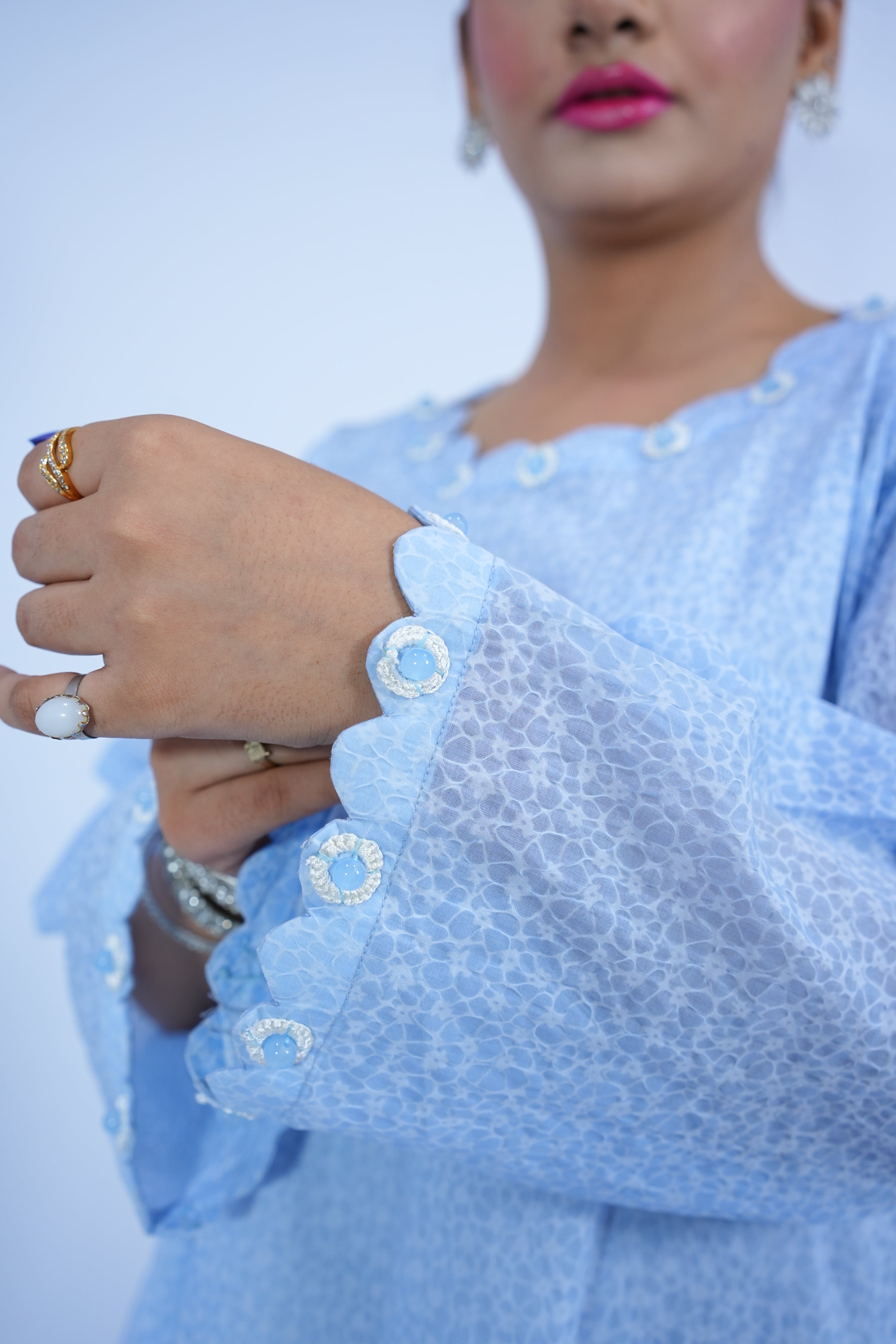 Ocean Bloom Stitched Lawn 3 Pcs Suit