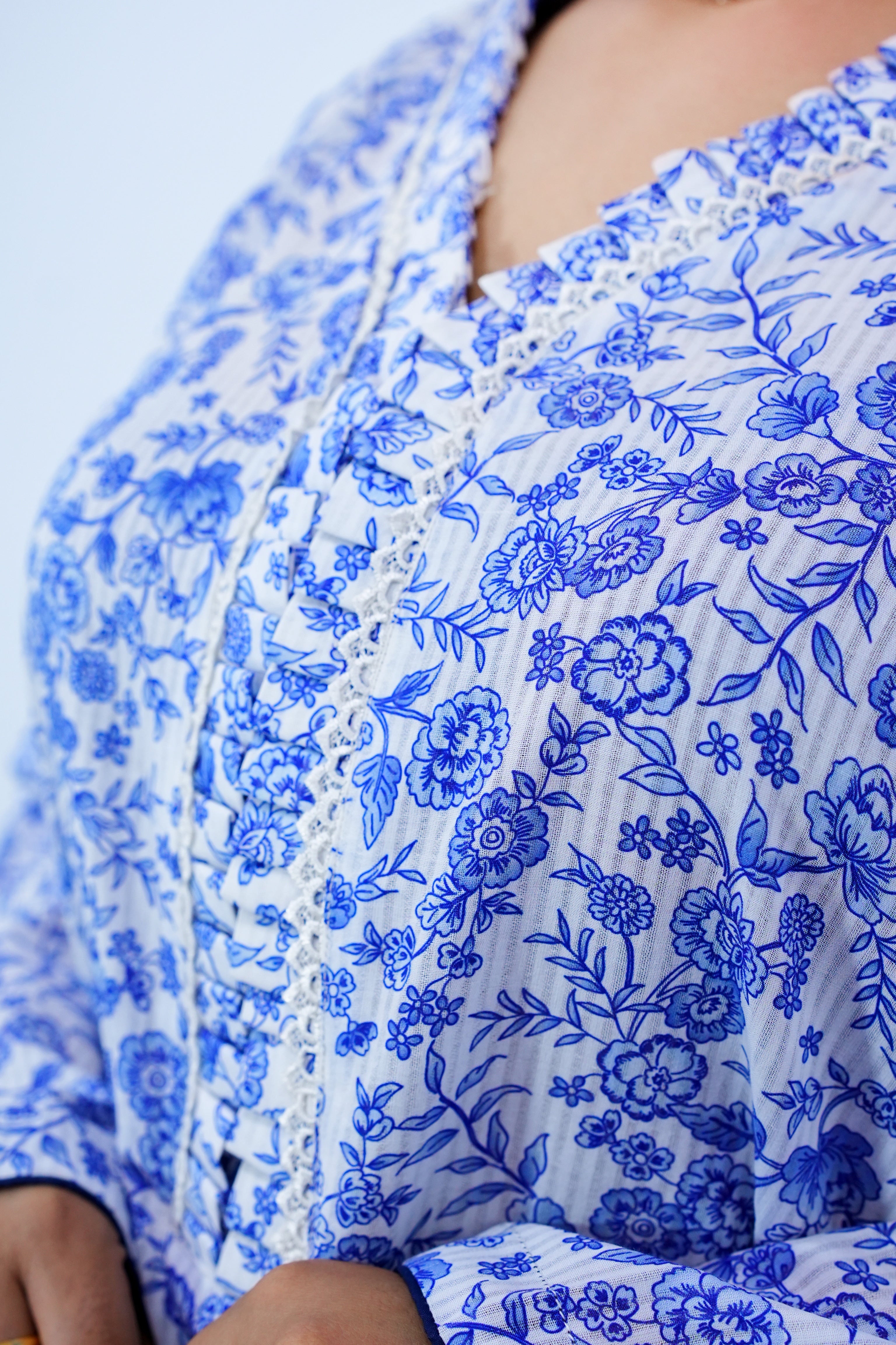 Blue Flocks Lawn Stitched Co-ord Set