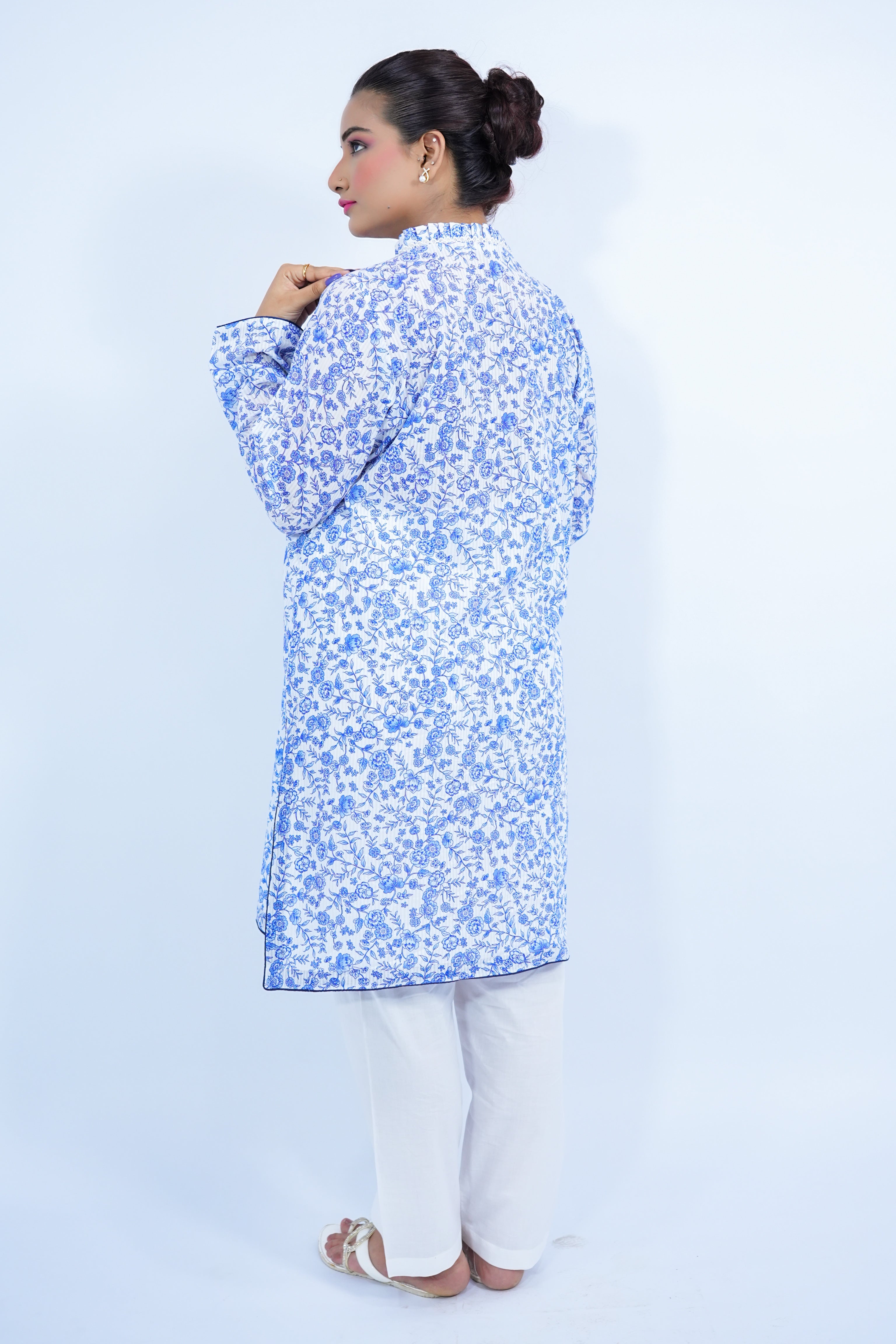 Blue Flocks Lawn Stitched Co-ord Set